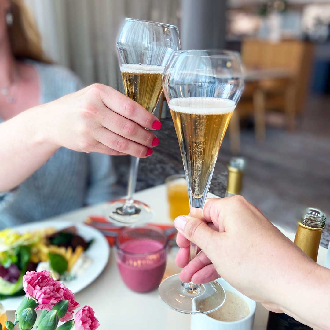 Sparkling wine at Restaurant Freja’s brunch.