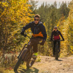 Biking with Fatbike in the autumn foliage in Levi, Lapland.